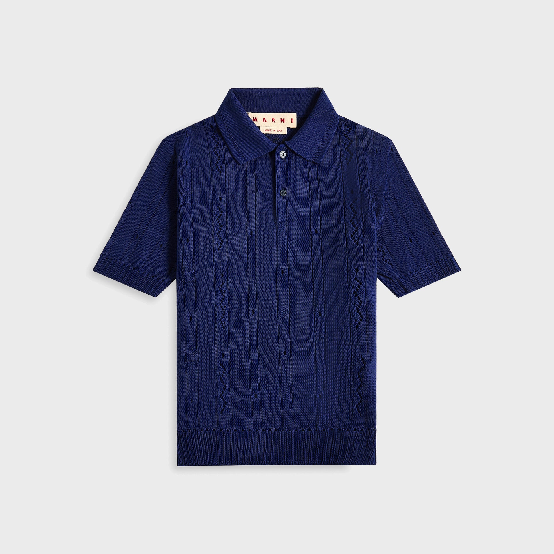 Marni Short Sleeve Crochet Polo Shirt - Bluette