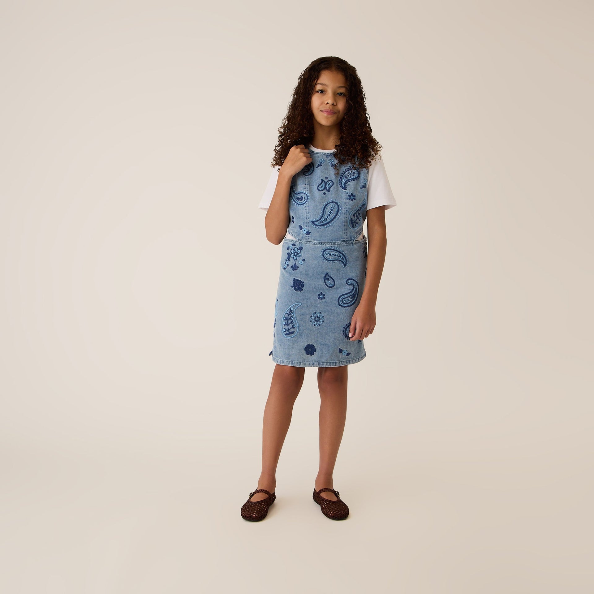 Kith Kids Floral Paisley Chambray Dress - Kent Light Wash