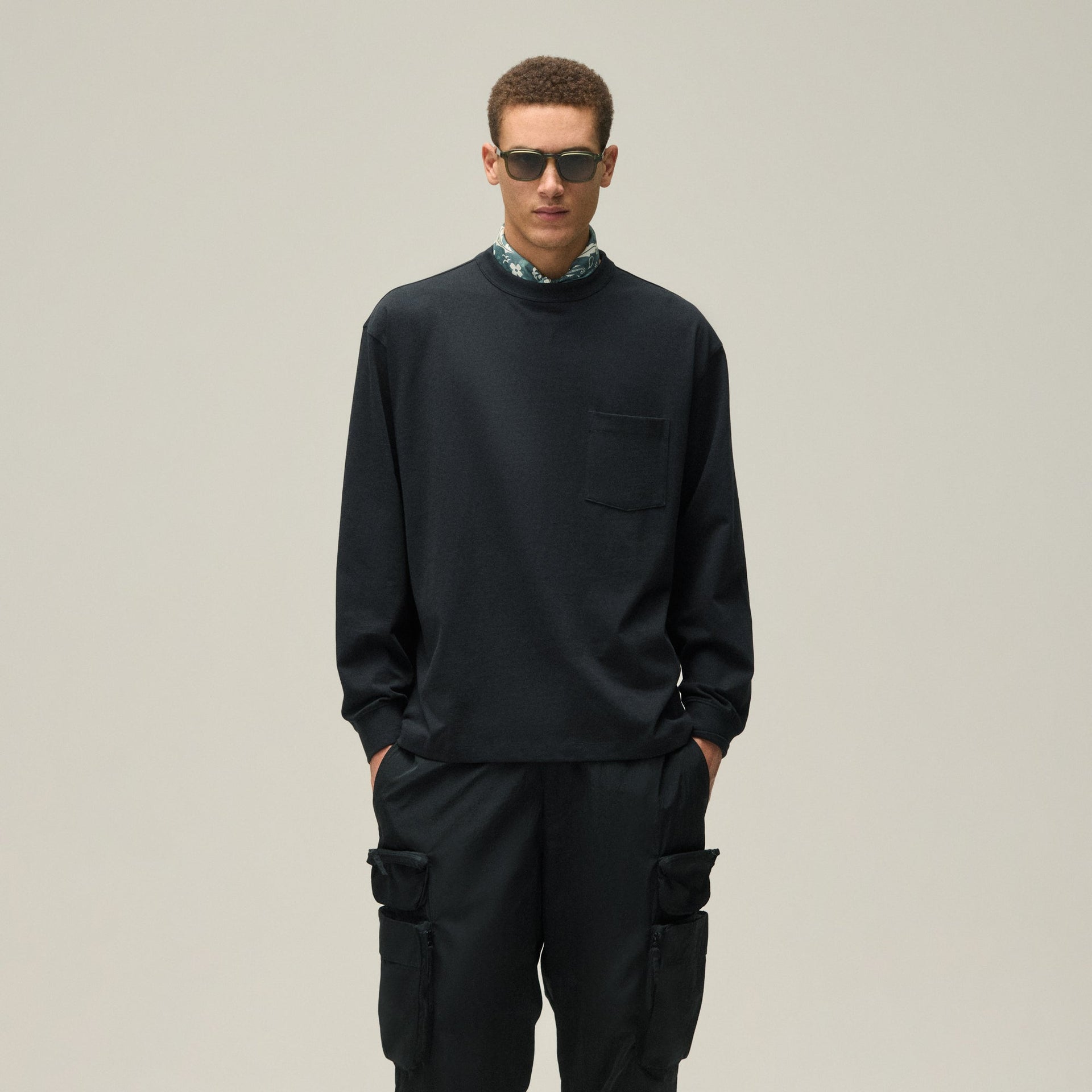 Kith Long Sleeve Leonard Pocket Tee in Black